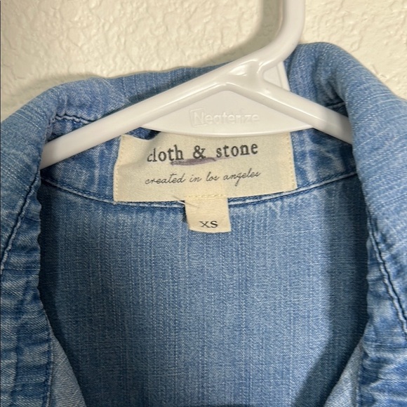 Cloth & Stone Blue Denim Long Sleeve Shirt XS - Picture 3 of 5